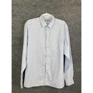 Ted Baker London Men's Size 5 (US XL) Linen Cotton Blend‎ Pale Blue Long Sleeve